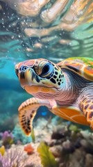 Fototapeta premium Turtles play an important role in the marine ecosystem