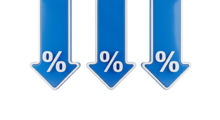 set of 3d price sale tag arrow icons with percent sign on them