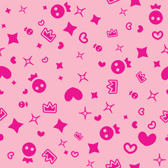 Cute Pink Princess Pattern with Crowns and Hearts