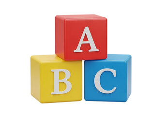 Childish alphabetical abc cubes, educational toys 3d illustration