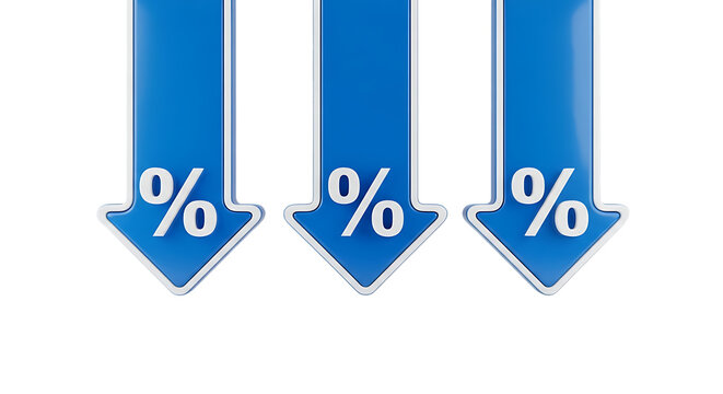 set of 3d price sale tag arrow icons with percent sign on them