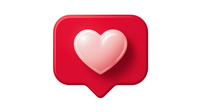 3d red heart transparent background