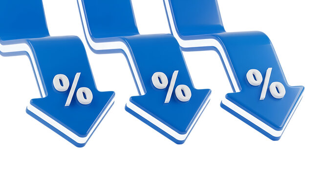 set of 3d price sale tag arrow icons with percent sign on them