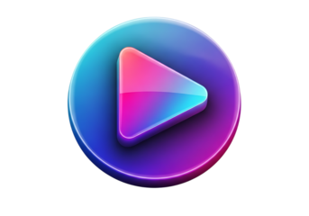 violet play button 3d isolated transparent PNG