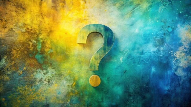A Wooden Question Mark on a Vibrant Abstract Background Representing Uncertainty and Inquiry