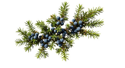Green foliage with dark blue berries on a black background shines. Use for botanical illustrations, packaging design, ingredient showcases, and organic product photography.