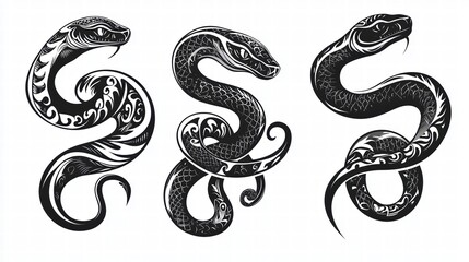 Obraz premium Dynamic snake illustrations art studio digital artwork creative environment close-up perspective reptilian themes