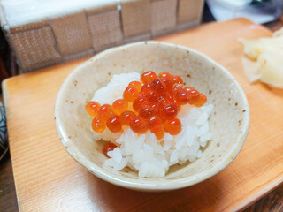 Rice with orange salmon roe
