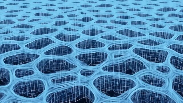 Abstract blue netlike structure with grid pattern