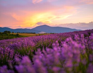 Obraz premium lavender field at sunset