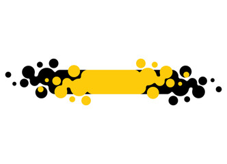 Yellow-black vector stripe with flowing circles on a white background. Design element for advertising, packaging, covers, videos. Vector background. Logo. Cloud. Place for text. emblem. Label. bubbles
