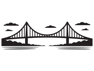 Bridge vector icon. Perfect for architecture, construction, or landscape illustrations. Vector black silhouette. with white background