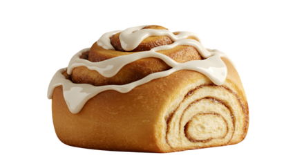 Sweet golden pastry boasts creamy white glaze on stark black. Delicious dessert for product photography, food blogs, and posters.