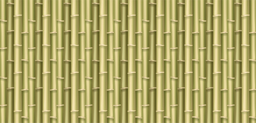 Realistic 3d Detailed Bamboo Seamless Pattern Background with Vertical Tree Sticks for Web Design. Vector illustration