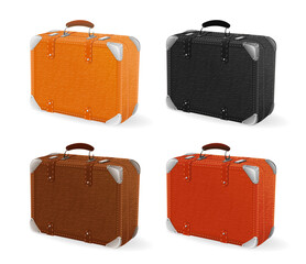 Realistic Detailed 3d Different Vintage Style Suitcase Set Isolated on a White Background Travel Concept. Vector illustration