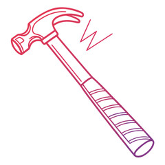 Illustration of a hammer with a gradient color isolated on white background