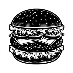 vector silhouette of a hamburger on white background