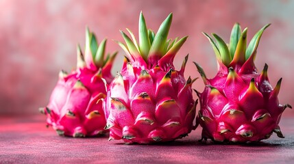 Premium Dragon Fruit Product Shoot on Pink Background - Top Down View, High Saturation, Commercial Food Photography。