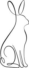Rabbit Continuous One Line Drawing. Line Art Bunny for Modern Minimalist Design. Editable Stroke. Forest Animal Rabbit Simple Doodle Hand Drawn Vector Illustration