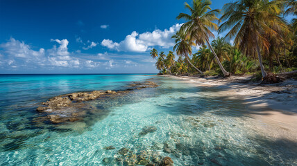 Fototapeta premium 透き通る海と白砂のトロピカルビーチ