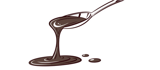 Spoon with Pouring Melted Chocolate