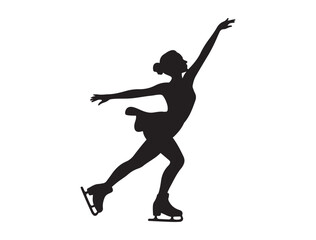 Figure Skating Twirl. Vector black silhouette. with white background
