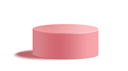 Minimal pink cylindrical podium with soft shadows png, 3D render pedestal, stand or stage, for showcase, display product as cosmetic beauty and fashion mockups presentation.