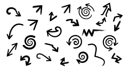 Fototapeta premium Expressive hand-drawn arrows directing flow and movement with unique artistic flair and dynamic brushstrokes