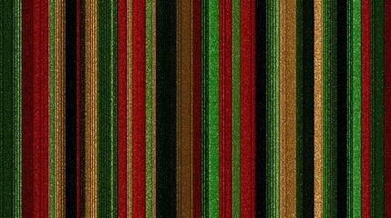 Obraz premium Colorful vertical stripes pattern in red green gold and black, festive textile inspired seamless background design, bright decorative abstract lines texture