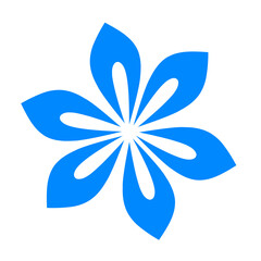 Blue flower with curved thick petals, creating a modern ornamental floral icon