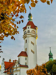 A fairy-tale tower in the colors of autumn. Sopot. Poland.
