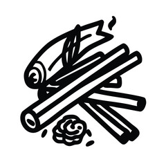 Cinnamon Sticks Woodcut Vector  - Minimalist Spice Illustrations.