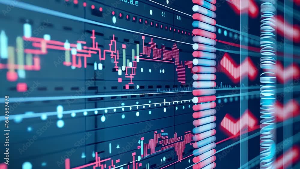 Poster dynamic display illustrates the analysis of complex data sets, highlighting trends and correlations 