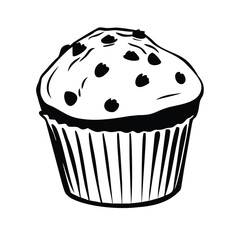 Muffins Woodcut Vector Icon Set - Minimalist Bakery & Dessert Illustrations