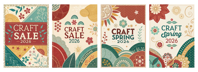 Colorful floral designs promoting a craft sale and spring event in 2026.