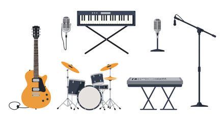Collection of Musical Instruments and Band Equipment