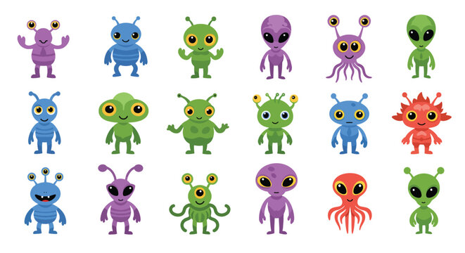 Cute Cartoon Alien Characters Collection