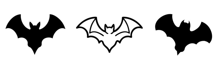 Spooky Bat Silhouette Icon for Halloween and Gothic Themes