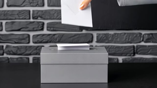 A hand places a sealed envelope into a ballot box, highlighting active participation in community decision-making during elections