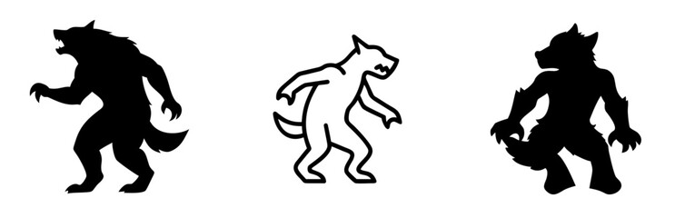 Fierce Werewolf Silhouette Icon for Halloween and Horror Theme