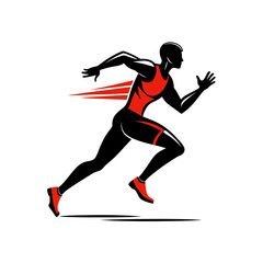 vector sprint silhouette illustration of a runner
