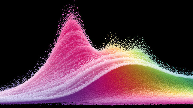 A 3D scatter plot with floating colorful data points