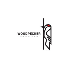 Woodpecker logo design line art vector template