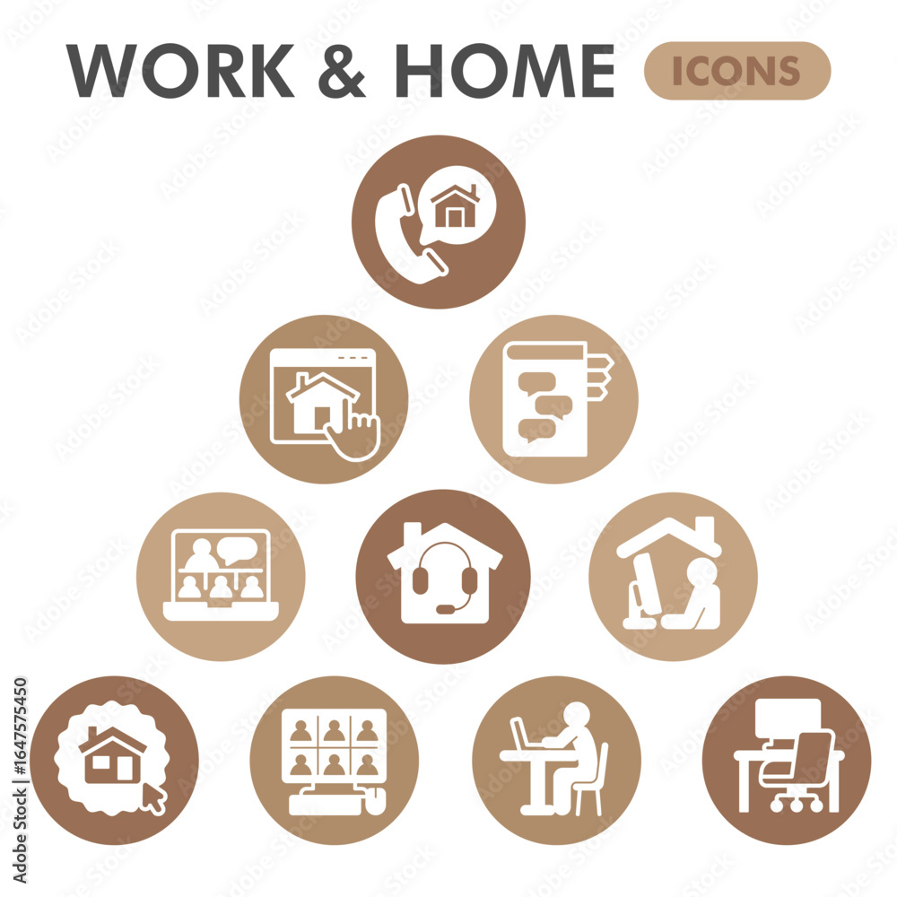 Poster work from home infographic design template. remote job visualization with 8 steps triangle design on