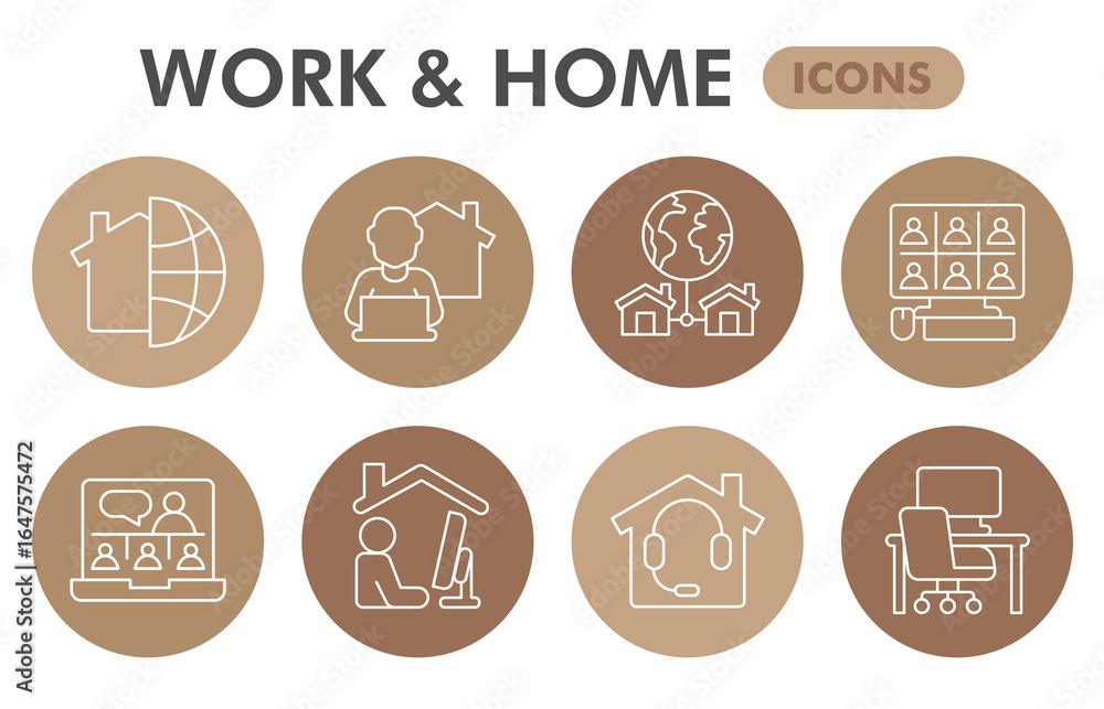 Poster modern work from home infographic design template. workspace visualization with 8 steps bubble desig