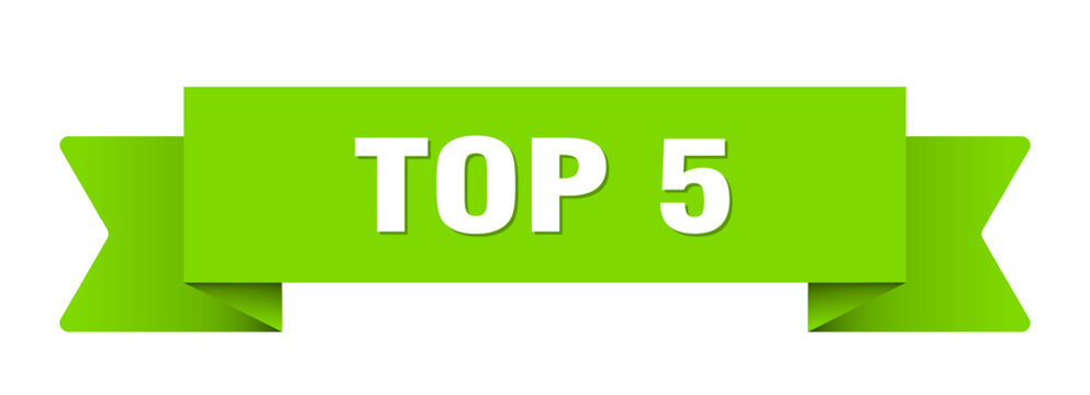 top 5 ribbon isolated on transparent background. top 5 ribbon