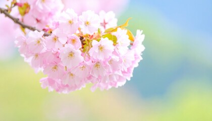 Pink cherry blooming