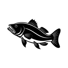 vintage bass fish concept vector silhouette