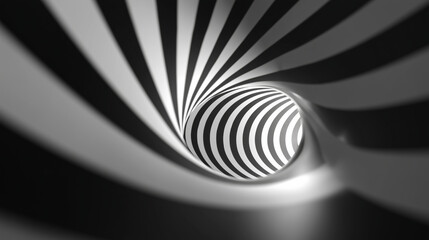 Black and White Spiral Tunnel with Optical Illusion Effect