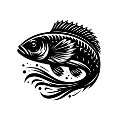 Stylized black fish vector illustration for a logo or emblem.